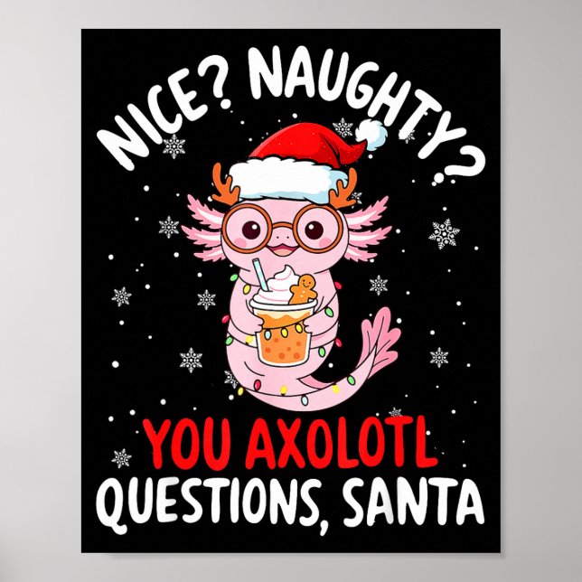 Poster Axolotl Santa Hat Axolotl Questions Christmas Boys (Frente)
