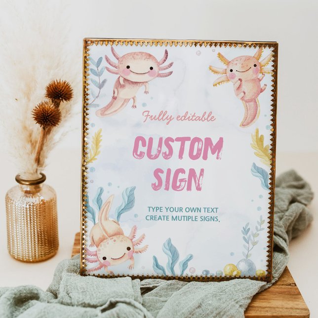 Poster Axolotl - Sinal de Mesa da Festa de aniversário da (Criador carregado)