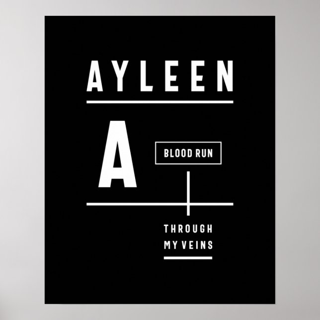 Poster Ayleen Personalised Name Birthday Gift (Frente)