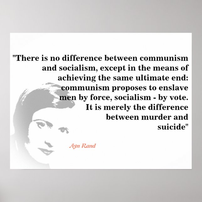 Poster Ayn Rand Cita Socialismo E Comunismo (Frente)