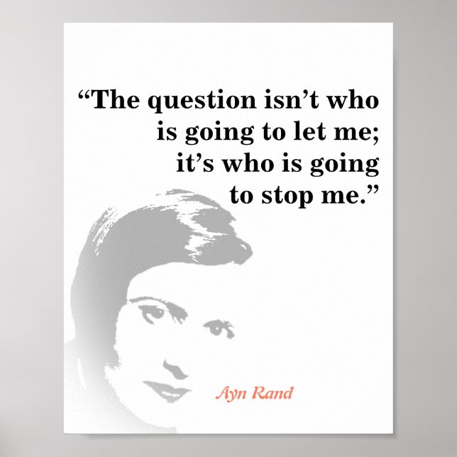 Poster Ayn Rand Cote Sobre A Questão (Frente)