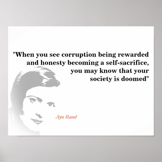 Poster Ayn Rand Cote Sobre A Sua Sociedade Doomitada (Frente)