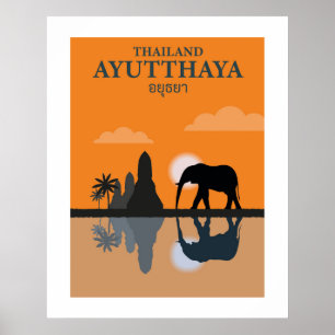 Poster Ayutthaya Retro Viagem Wall Art