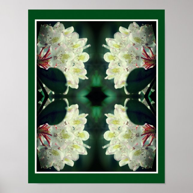 Poster Azalea branca com Abstrato de gotas de chuva (Frente)