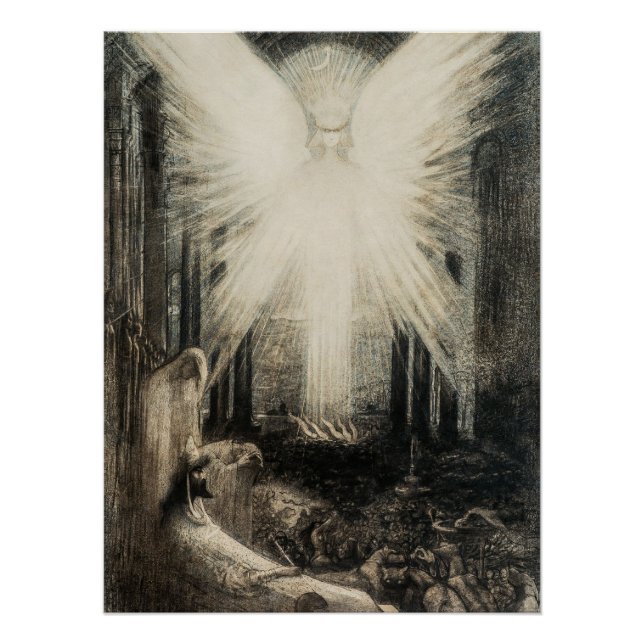 Pôster Azrael por Jean Delville, 1890 (Frente)