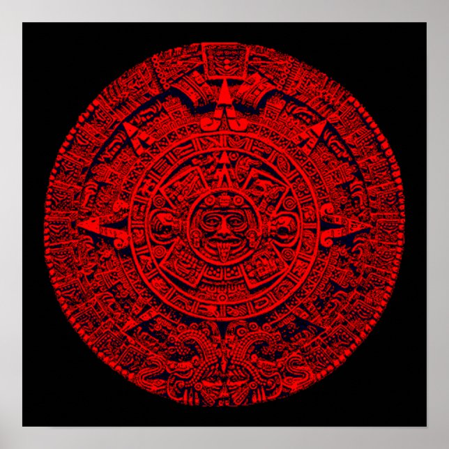 Pôster Aztec Calendar (in red) (Frente)