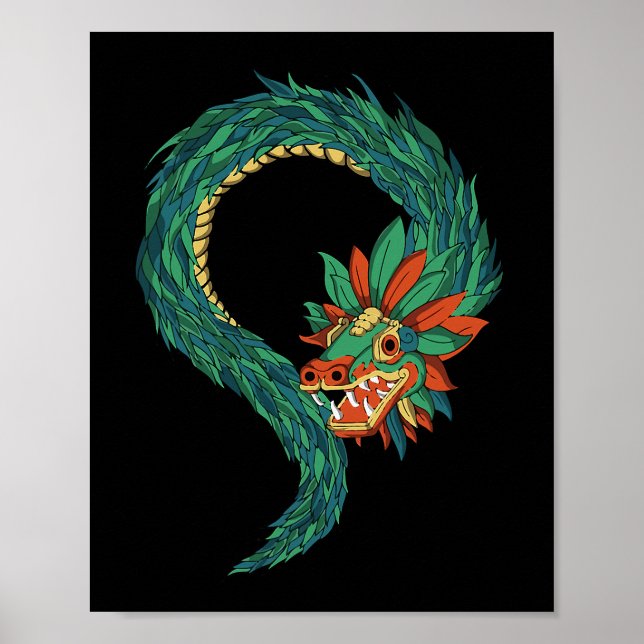 Poster Aztec Deus Quetzalcoatl Cobra Dragon Inca Maya Civ (Frente)