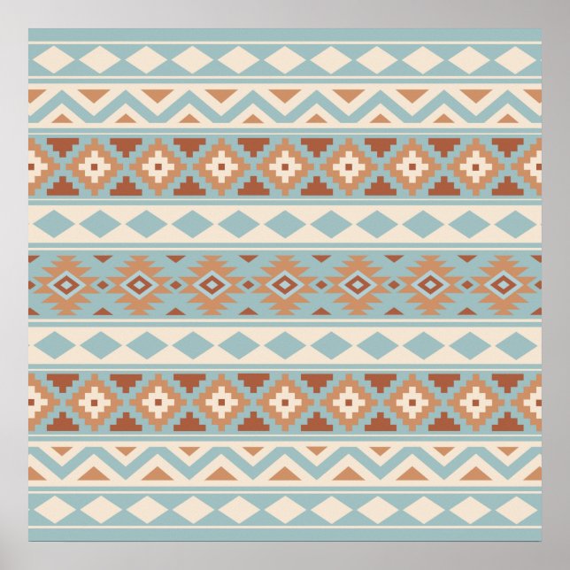 Poster Aztec Essência Ptn IIIb Blue Cream Terracottas (Frente)