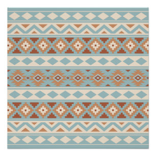 Pôster Aztec Essência Ptn IIIb Blue Cream Terracottas