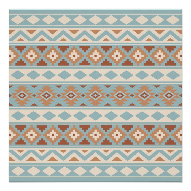 Pôster Aztec Essência Ptn IIIb Blue Cream Terracottas (Frente)