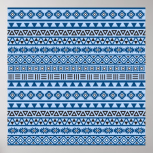 Pôster Aztec Estilo Padrão Blues Preto e Branco