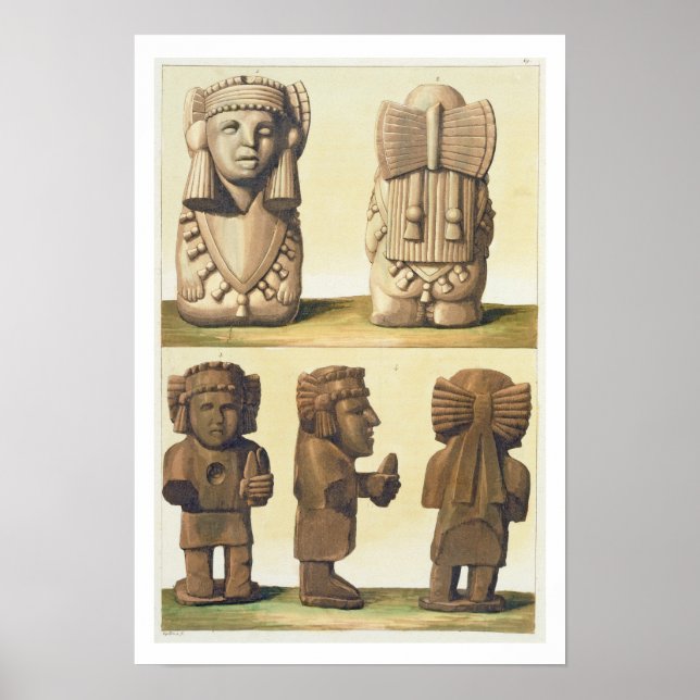 Pôster Aztec Idols, México (litógrafo colorido) (Frente)