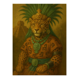 Pôster Aztec Jaguar Warrior Divine Pre-Hispanic Portrait