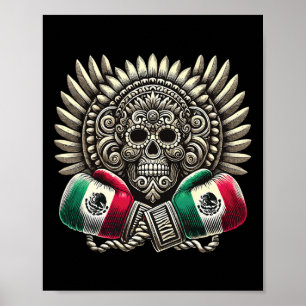 Poster Aztec Mictlantecuhtli Orgulho Mexicano Boxing 1