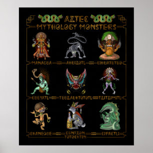 Poster Aztec Mythology Monsters