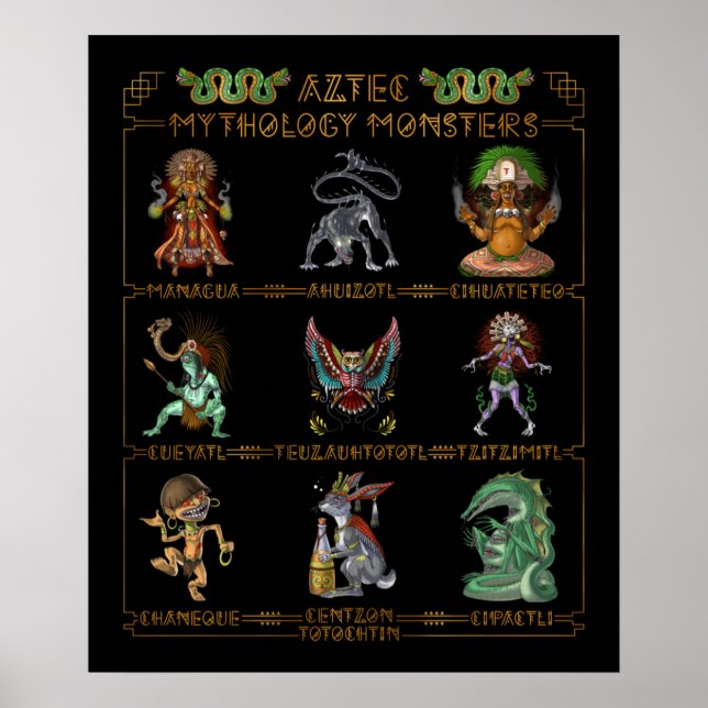 Poster Aztec Mythology Monsters (Frente)