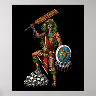 Poster Aztec Skull Warrior