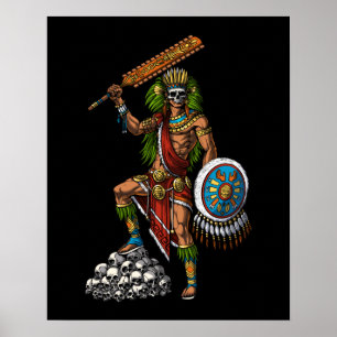 Poster Aztec Skull Warrior