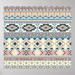 Poster Aztec Tribal Motifs: Design geométrico sem costura