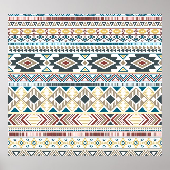 Poster Aztec Tribal Motifs: Design geométrico sem costura (Frente)