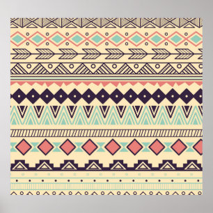Poster Aztec Tribal Stripes: Ilustração Vintage