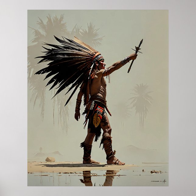 Poster Aztec Warrior Salutation To The Sun (Frente)