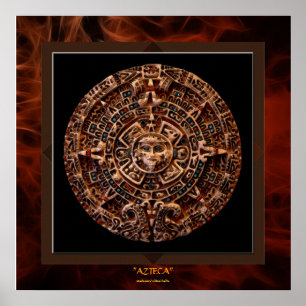 Pôster AZTECA ~ Maias - Calendário Solar Asteca Estampa A
