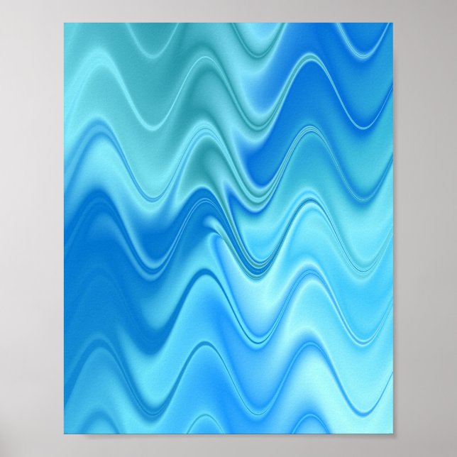 Poster Azul Abstrato Ondulado (Frente)