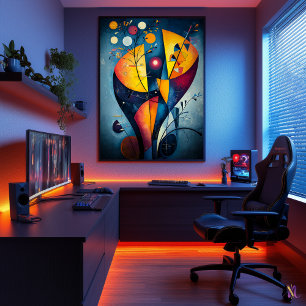 Poster Azul Amarelo - Cubist Inspirado por Kandinsky