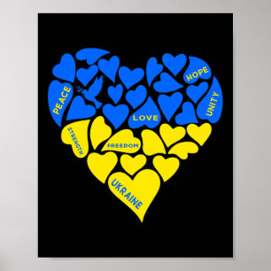 Poster Azul Amarelo Paz Pombo Coração Ucrânia Esperança A