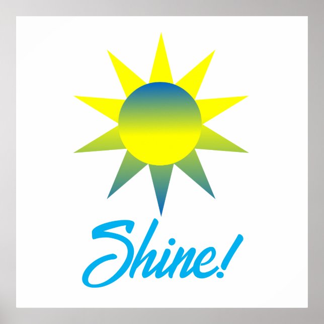 Poster Azul Amarelo - Sol Brilhante (Frente)