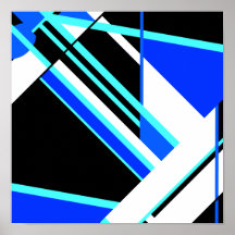 Azul-Azul-Azul-Branco Diagonal Design Geométrico P