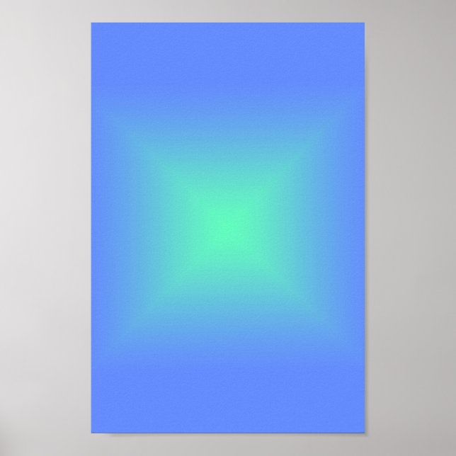 Poster Azul brilhante holográfico de diamante azul a verd (Frente)