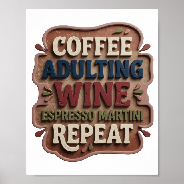 POSTER AZUL CAFÉ VIDA ADULTA VINHO ESPRESSO MARTINI REPIT (Frente)
