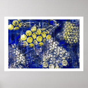 Poster Azul com os pontos amarelos e brancos - em canvas