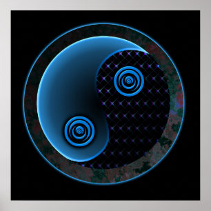Poster Azul cósmico Yin Yang