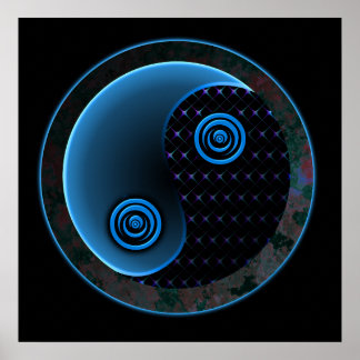 Poster Azul cósmico Yin Yang