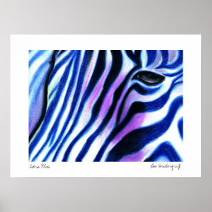 Poster azul da zebra por Lee Vandergrift