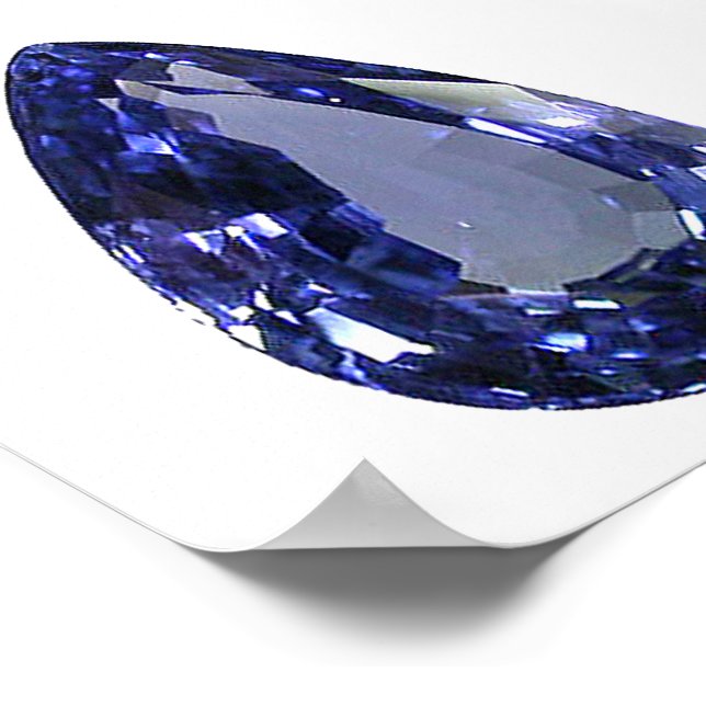 Poster Azul de apphire em forma de pera (Borda)