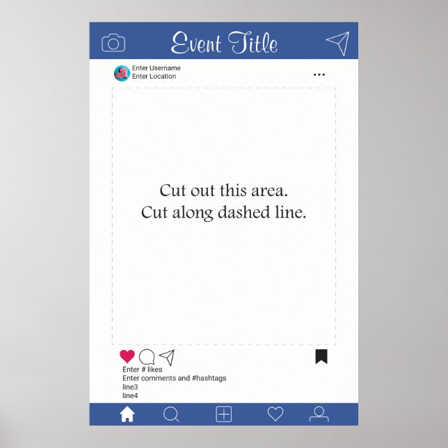 Poster Azul de Quadro de Prop Booth (Frente)