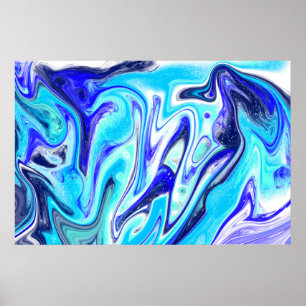 Poster Azul derretido Marble Fluid Art