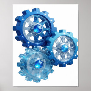 Poster Azul Dinâmico BLUE GEAR v2