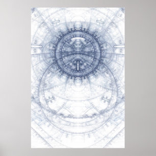 Poster Azul do abstrato no tema branco