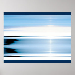 Poster Azul do Céu e do Mar Minimalista Abstrato