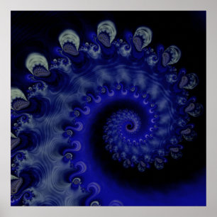 Poster azul do Fractal do redemoinho do "furacão"
