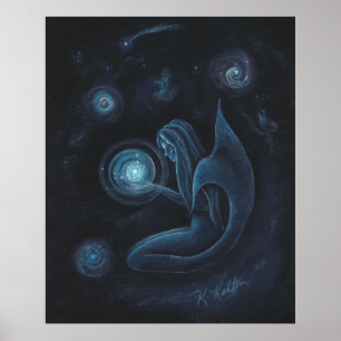 Poster azul do universo da sereia