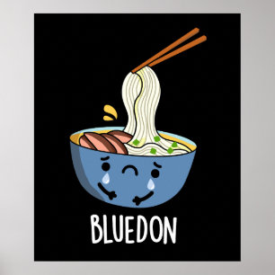 Poster Azul-don Engraçado Udon Trocadilho Fundo Escuro