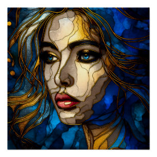 Pôster Azul e a legância do Ouro - IA na ascensão