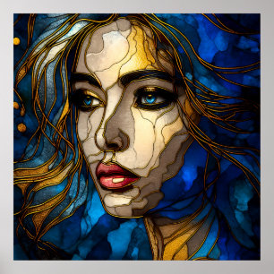 Poster Azul e a legância do Ouro - IA na ascensão