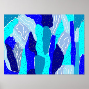 Poster Azul e gelo Cinza